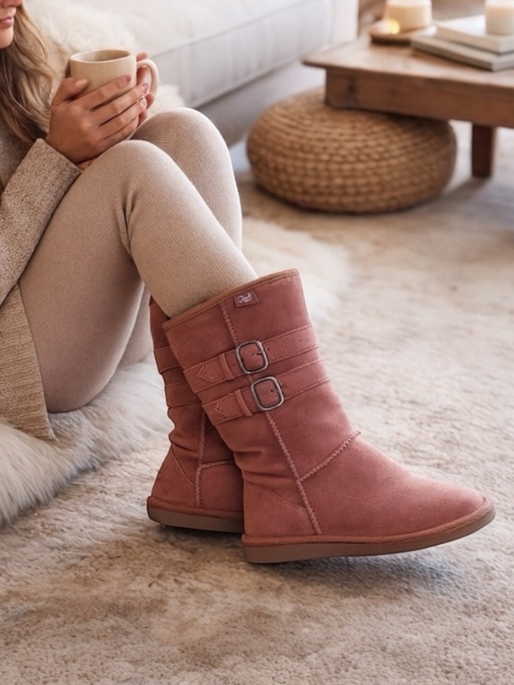 Emu Wool Tan Brown Winter Snow Boots with Buckle Accents Casual Size 6